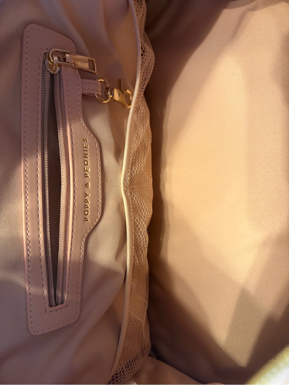 Poppy & Peonies Quilted Floral Tote in Cream, Pink and Brown - Picture 3 of 6